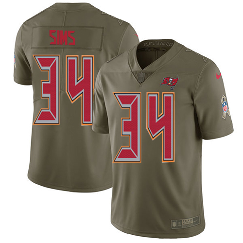 Nike Buccaneers #34 Charles Sims Olive Men's Stitched NFL Limited Salute to Service Jersey